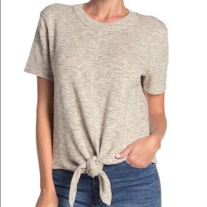 Madewell tie front short sleeve knit sweater